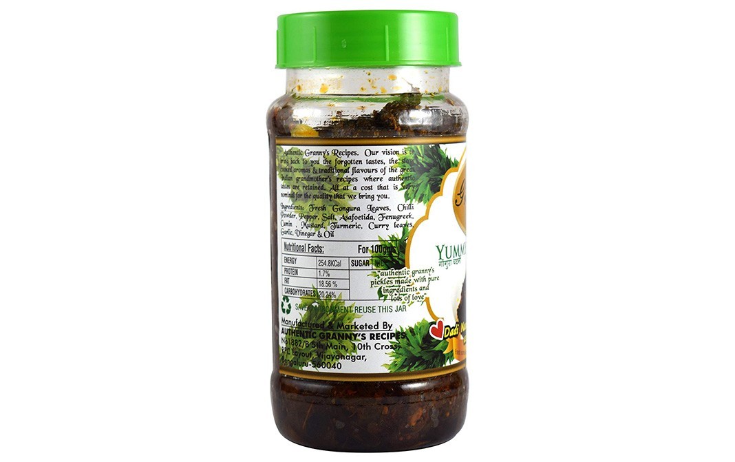 Authentic Granny's Recipes Yummy Gongura Pickles   Jar  250 grams